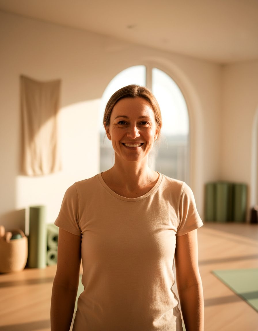 Hélène Marchal, professeure de yoga à Montpellier, dans sa salle